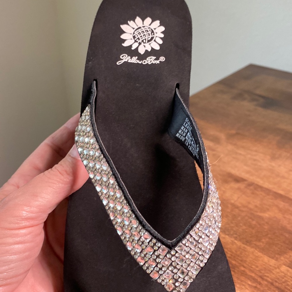 Yellow Box Sandals - Black with beautiful embellishments. Size 9
